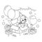 Coloring Page Outline Of cute puppy. Cartoon dog with bow. Gift for the holiday. Birthday. Coloring book for kids.