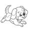 Coloring Page Outline Of cute puppy. Cartoon joyful dog jumping.