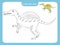 Coloring page outline of dinosaur with colored example