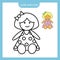 Coloring page outline of doll toy with example