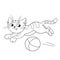Coloring Page Outline Of a fluffy cat playing with ball