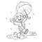 Coloring Page Outline Of a girl jumping in the rain