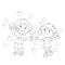 Coloring Page Outline Of girls blowing soap bubbles together