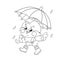 Coloring Page Outline Of a happy chicken walking in the rain