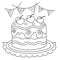 Coloring Page Outline Of holiday cake. Food and sweetness. Coloring book for kids