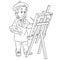 Coloring page with painting artist