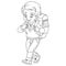 Coloring page with schoolboy with backpack