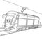 Coloring page with tram trolley car
