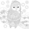 Coloring page with winter owl