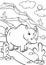 Coloring pages. Animals. Cute rhinoceros.