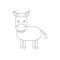 Coloring pages. Animals. Little cute donkey stands and smiles.