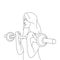 Coloring Pages - attractive Women with low weight barbell. Hand-drawn Illustration.on isolated background