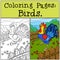 Coloring Pages: Birds. Beautiful rooster.