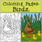 Coloring Pages: Birds. Mother duck with her little cute duckling.