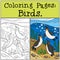 Coloring Pages: Birds. Three little cute penguins swim