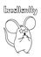 Coloring pages, black and white cute hand drawn mouse doodles, lettering excellently