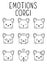Coloring pages, black and white cute kawaii hand drawn emotions corgi dog doodles