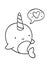 Coloring pages, black and white cute kawaii hand drawn narwhal talk love doodles
