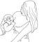 Coloring Pages - Breastfeeding - women feeding baby colorful hand drawn vector illustration on white background for world
