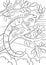 Coloring pages. Cute iguana sits on the tree branch.