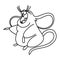 Coloring pages doodle style. Cartoon yellow rat with big ears laughs out loud. lol. Vector