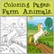 Coloring Pages: Farm Animals. Cute horse.