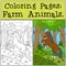 Coloring Pages: Farm Animals. Little cute foal.