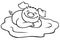 Coloring pages: farm animals. Little cute pig lies in a puddle and smiles.
