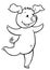 Coloring pages: farm animals. Little cute pig runs and smiles.