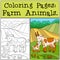 Coloring Pages: Farm Animals. Mother goat with her baby.