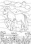 Coloring pages. Farm animals. Mother horse with foal.