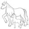 Coloring pages. Farm animals. Mother horse with foal.