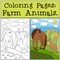 Coloring Pages: Farm Animals. Mother horse with her foal.