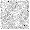 Coloring pages. A hand-drawn doodle drawing. Abstract Signs and Elements, Paisley. Monochrome vector background