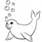 Coloring pages. Little cute baby seal swims.