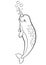 Coloring pages. Little cute narwhal swims.