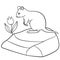 Coloring pages. Little cute quokka stands on the stone