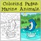 Coloring Pages: Marine Animals. Little cute dolphin.