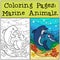 Coloring Pages: Marine Animals. Mother dolphin swims