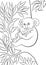 Coloring pages. Mother koala with her little cute sleeping baby sits on the tree.