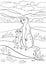 Coloring pages. Mother meerkat with her cute baby.