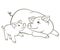 Coloring pages. Mother pig looks at her little cute piglet