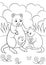 Coloring pages. Mother quokka with her little cute babies stands