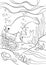Coloring pages. Mother seal with her little cute baby.