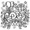 Coloring pages new years illustrations. 2023 hand drawn doodles illustration