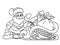 Coloring pages Santa Claus and Christmas gifts