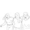 Coloring pages three girls having fun, friends time, flat colorful illustration of people for friendship day. hand-drawn character