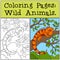 Coloring Pages: Wild Animals. Cute blue iguana.
