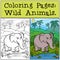 Coloring Pages: Wild Animals. Cute elephant.