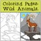 Coloring Pages: Wild Animals. Cute ibex smiles.